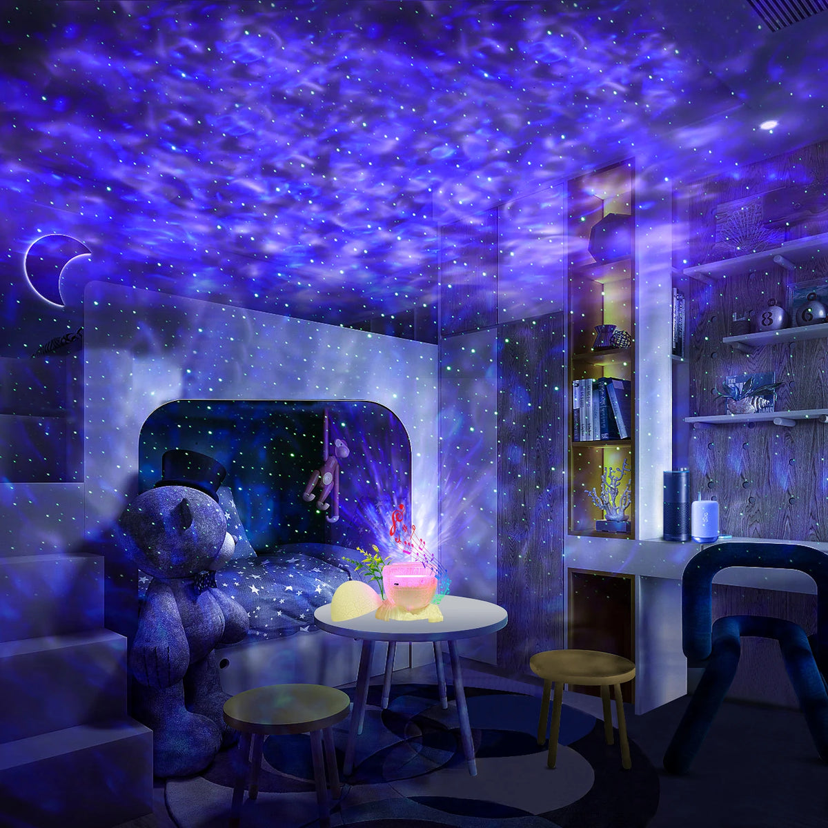 Led Projector Night Light Star Dinosaur Egg Sky Projector Remote Control Voice Blue Tooth