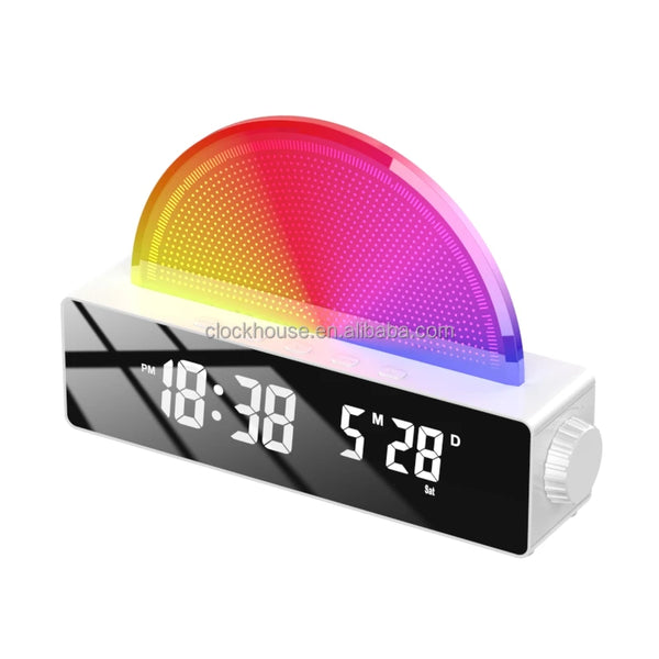 Smart Electronic Calendar Table Clock Sunrise Alarm Color-Changing LED Wake Light Digital