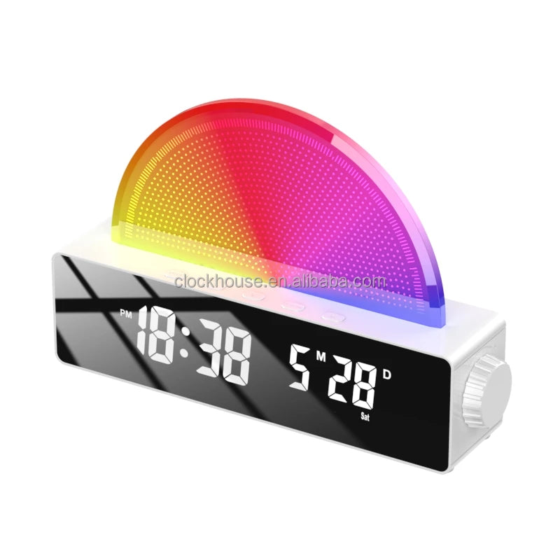Smart Electronic Calendar Table Clock Sunrise Alarm Color-Changing LED Wake Light Digital