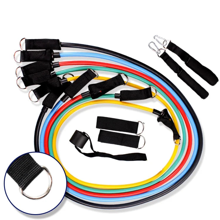 11-Piece Eco-Friendly Latex Resistance Bands Set Customizable Tension Levels Customized