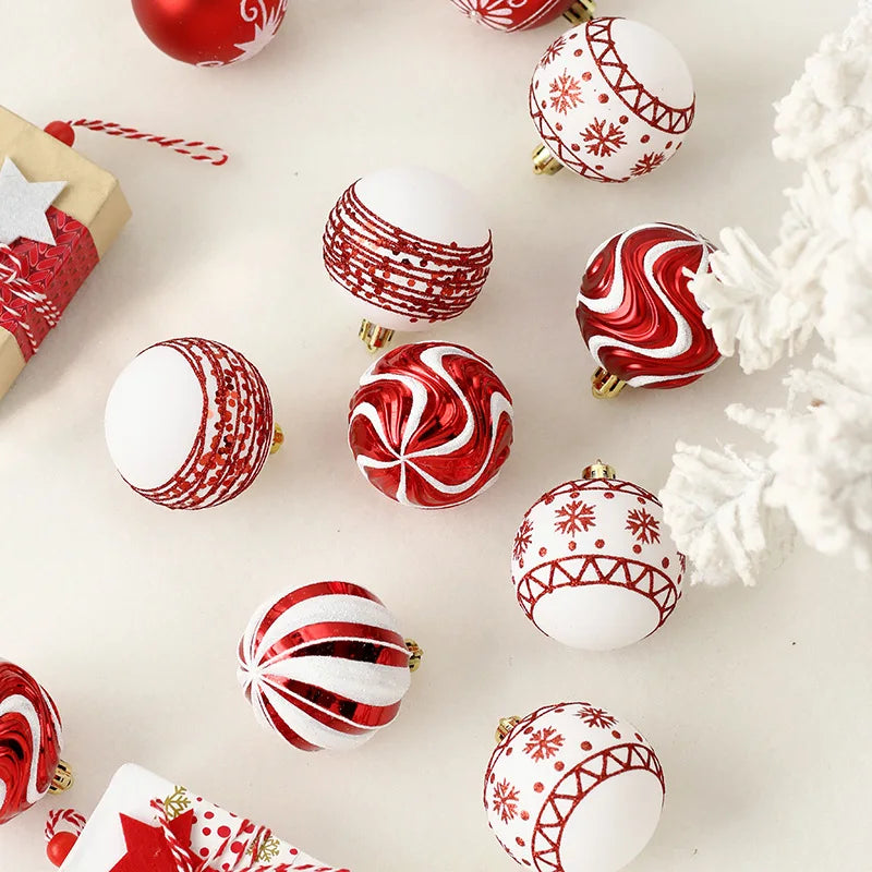 16-Piece Painted Christmas Ball Set Christmas Tree Ornaments