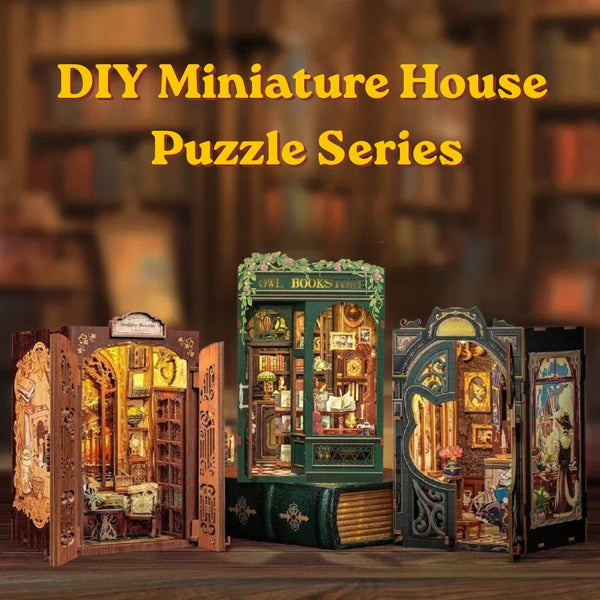 Top Gift DIY Book Nook 3D Wooden Puzzle Miniature House DIY Craft Kit Assembled Wooden Toy