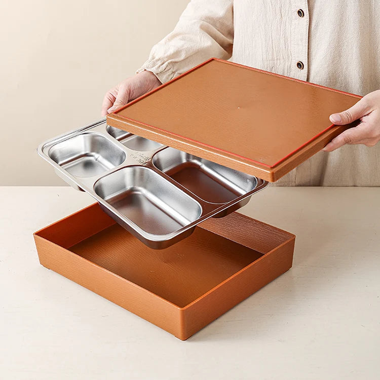 Japanese Style Creative Office Worker 5-Grid Plastic Convenient Lunch Box Sushi Box Bento