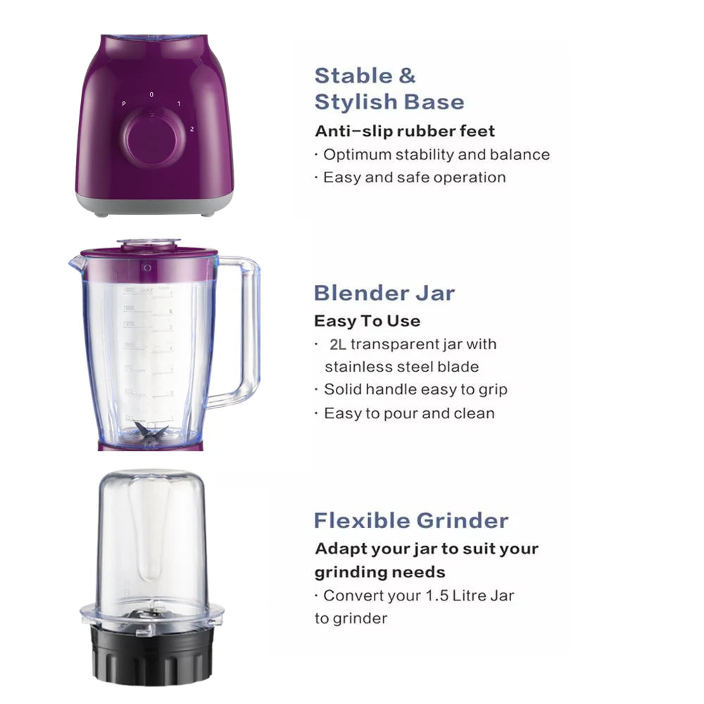Fruits Juicer 350W Stainless Steel Blade Smoothies Food Blender for Home Kitchen