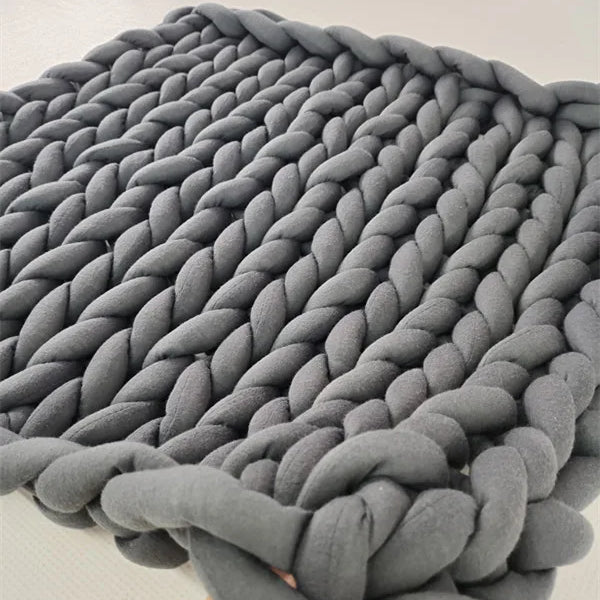 Hand Soft Fluffy Yarn Chunky Knit Weighted Blanket