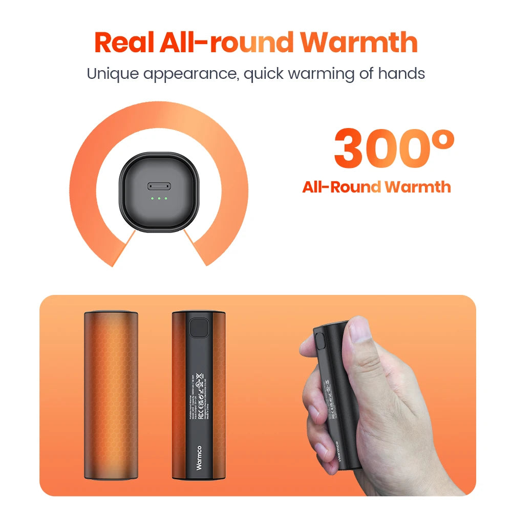 Warmco M02 Mini Heaters USB Hand Warmers 2 Pack 5000mAh Portable Magnetic Electric Hand