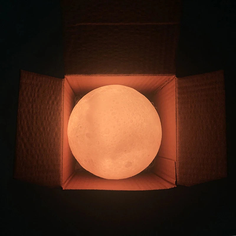3D Printed Crystal Moon Lamp LED Night Light Sleep-Aid Atmosphere Baby Nursery Bedroom