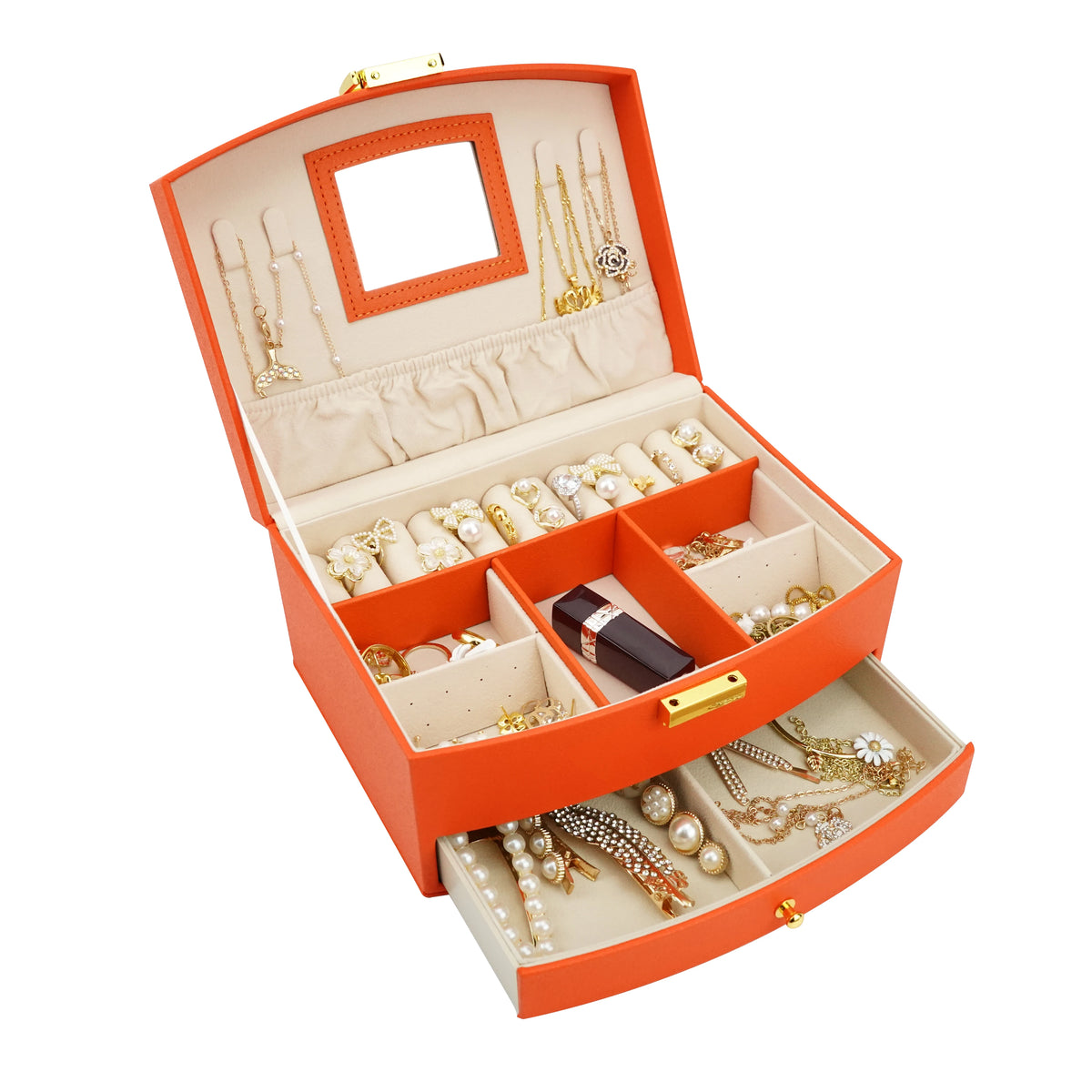 Travel Jewelry Organizer Box with Mirror Customizable Material 20x15x10cm ISO 9001