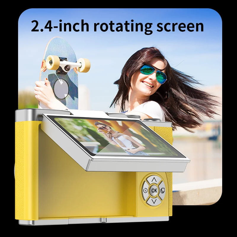 LK007 Kids Camera Toys for Girls Toddler Children'S Digital Camera Cute Cartoon 4K HD
