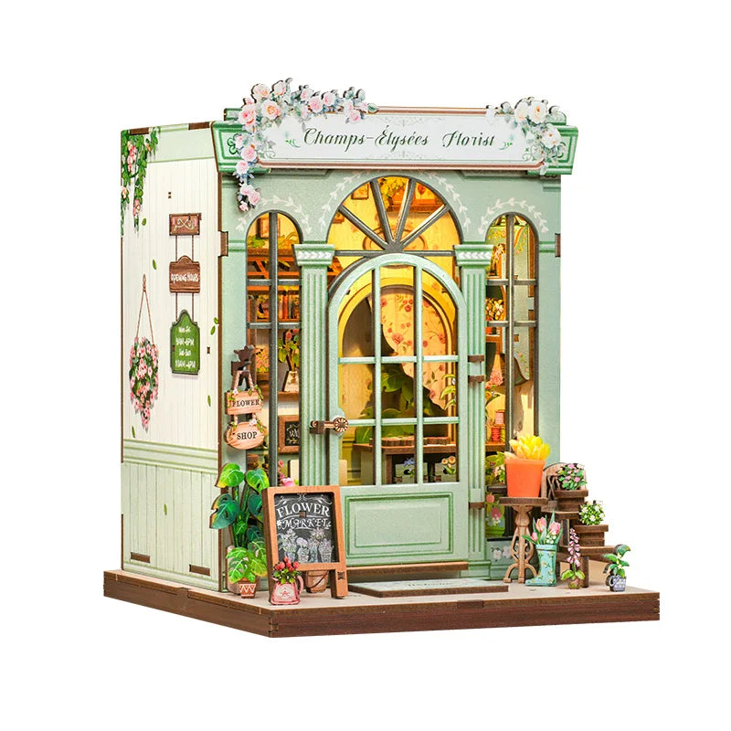 Top Gift DIY Book Nook 3D Wooden Puzzle Miniature House DIY Craft Kit Assembled Wooden Toy