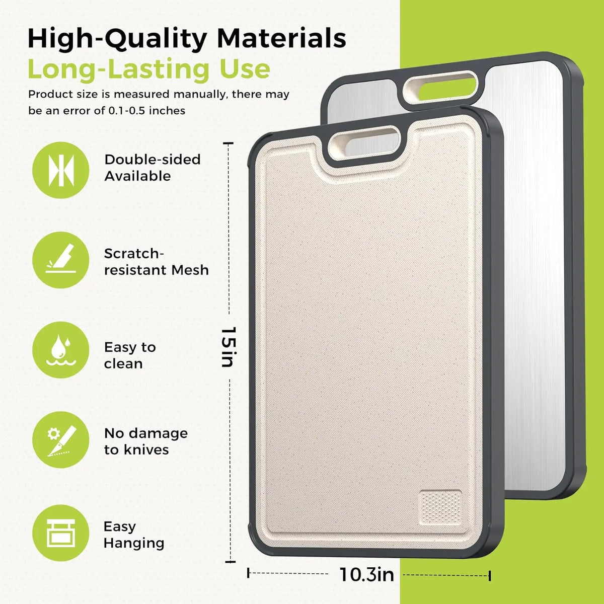 Double Sided Food Grade Pure Titanium Cutting Board with Antimicrobial and Built-in