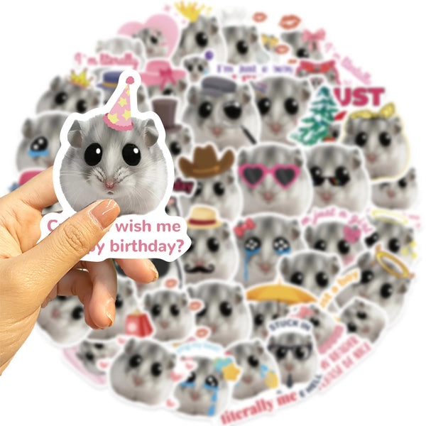 50Pcs Funny Cute Hamster Meme Theme DIY Graffiti Stickers PVC Waterproof Self Adhesive (Pack of 2)