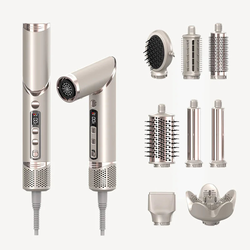 8 In1 Professional 1400W Ionic Hair Dryer Brush Comb Auto Wrap Straightening & Drying One