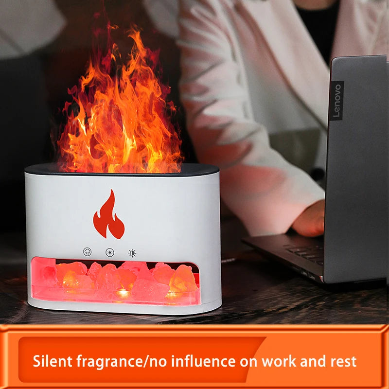 USB Volcano 3D Flame Humidifier Blue Fire Salt Stone Flame Aroma Diffuser Humidifier