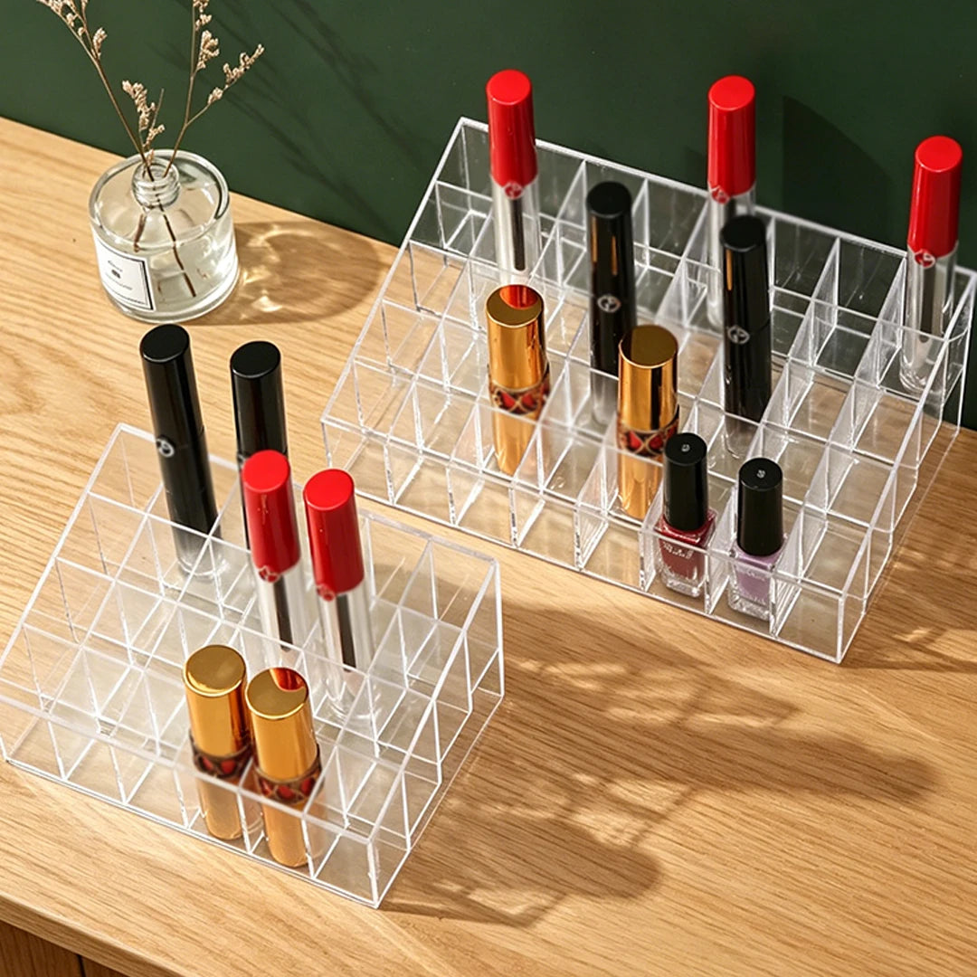 Clear Acrylic 2-Layer Lipstick Storage Box-Sustainable Portable Rectangular Organizer