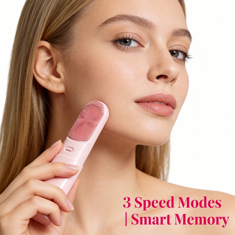 New Hand Held Electric Silicon Facial Cleansing Brush Heating Function Waterproof