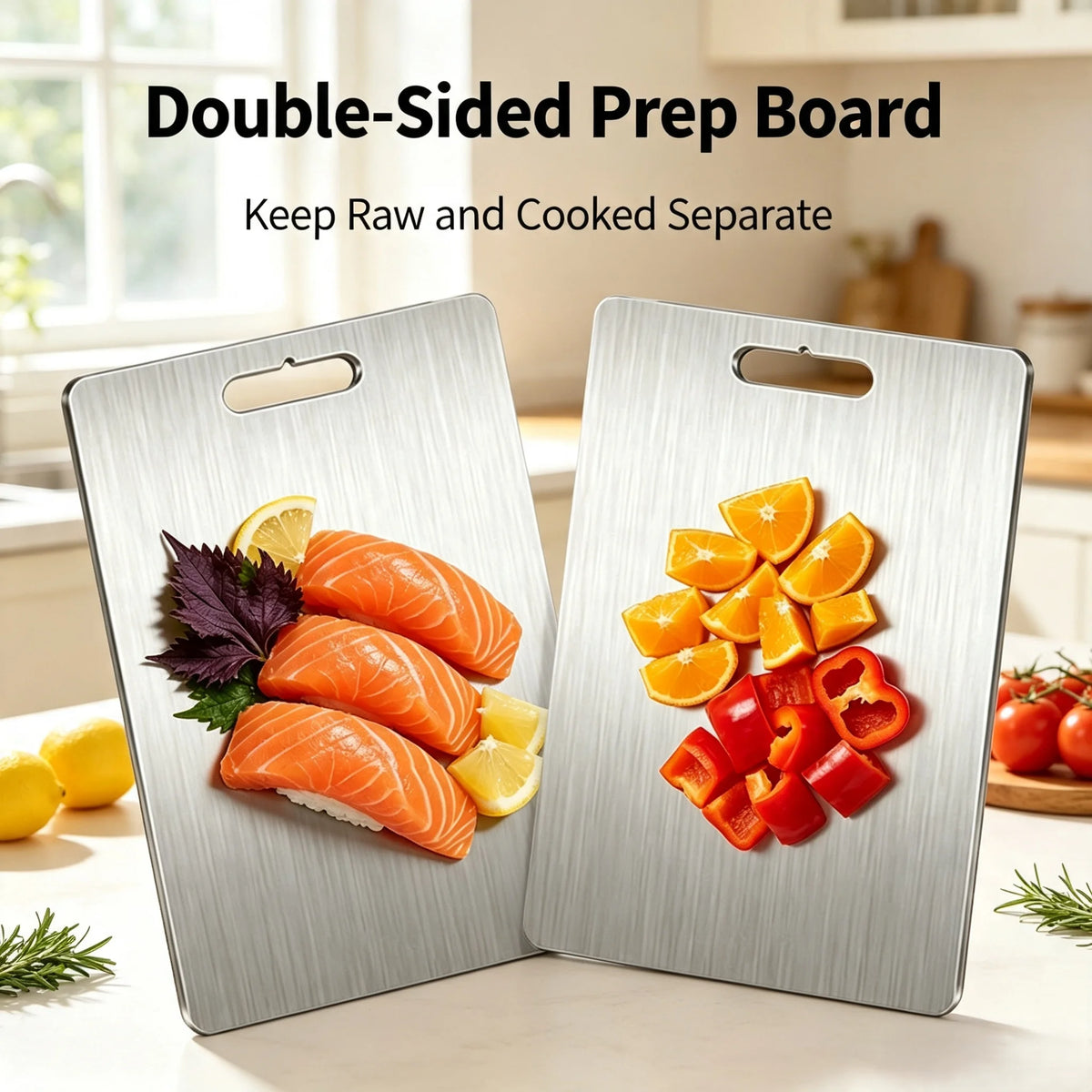 Double Sided Titanium Cutting Board Antibacterial Kitchen Chopping Board With Hanging