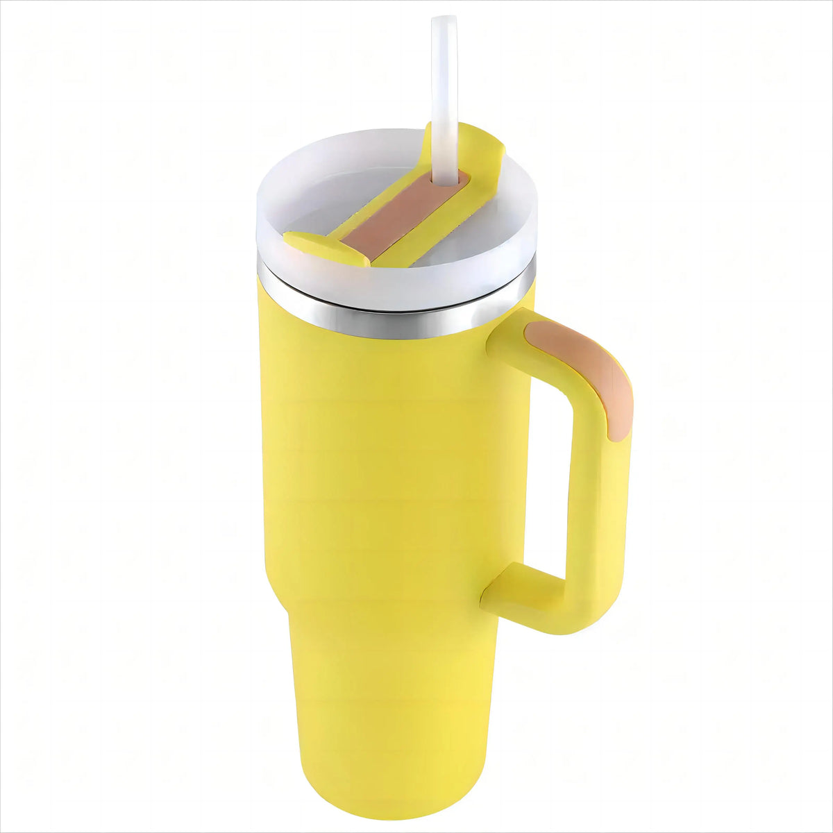 Double Walled Insulated Vacuum Stainless Steel 40Oz Tumbler With Straw Handle And Lid