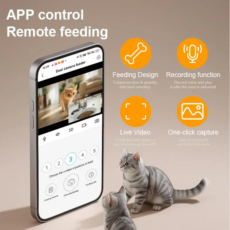 3L Smart Automatic Pet Feeder with HD Camera WiFi APP Control Voice Recorder Timed Food