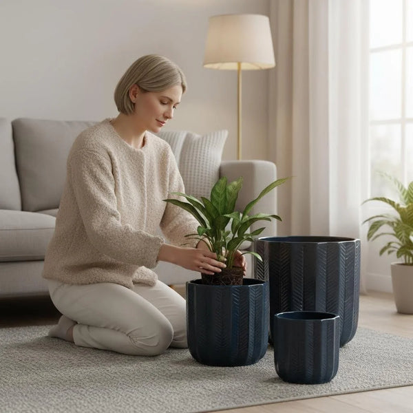 Modern Classic Durable Self Watering Cute Indoor/Outdoor Floor Garden Ceramic Glazed