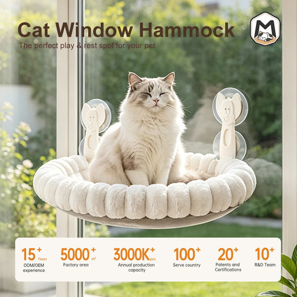 Kitty Window Perch, 34*50CM No Drill Suction Cup Cat Hammock, Indoor Window Hanging Cat
