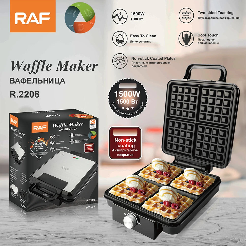 Sandwich Maker 1500W 4 Slice Non Stick Electric Waffle Maker for Home Use