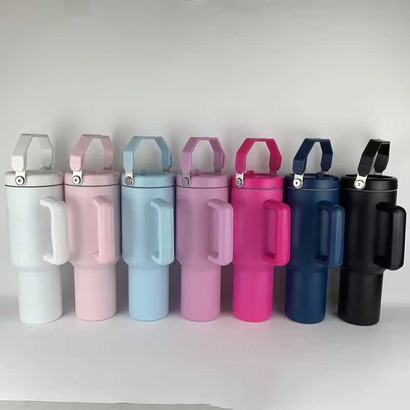 Custom 40 Oz Stainless Steel Vacuum Tumbler Insulated Travel Cup with Handle for Camping