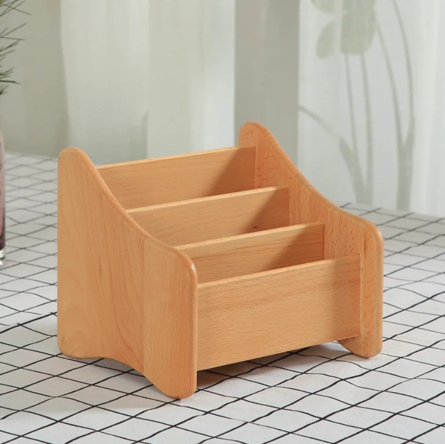Beech Wood Natural Color Modern Handmade Multifunction Storage Box Organizer
