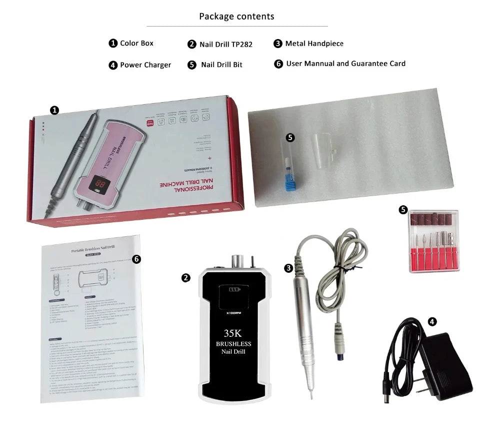 Professional High Speed 35000Rpm Portable Electric Rechargeable Nail Drill Machine
