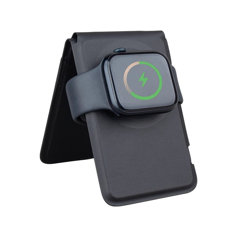 3 in 1 Foldable Phone Stand Wireless Charger with Card Holder Fast Charging Station