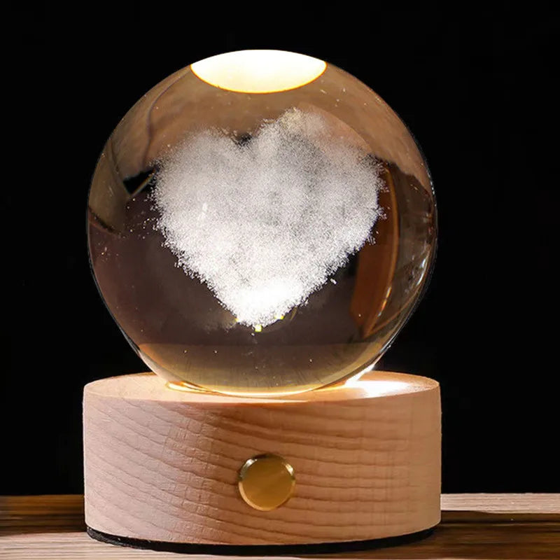 Luminous Crystal Ball Star Touch Rechargeable Nightlight Ornaments Birthday Gift Girls