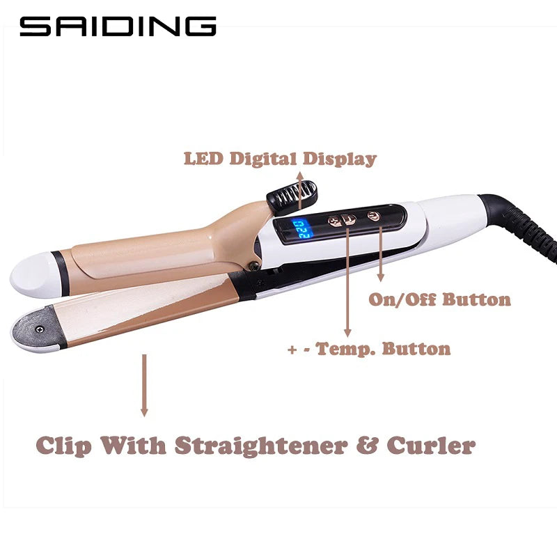 Professional 360 Rotating Electric Hair Straightener Brush 2-in-1 Straightening