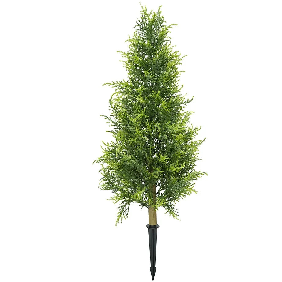 Realistic Artificial Cypress Topiary Tree Ball With Pot & Ground Spike, Indoor Outdoor