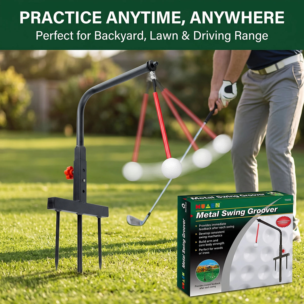 Golf Swing Trainer Rotating Iron Frame for Driving Range and Retail