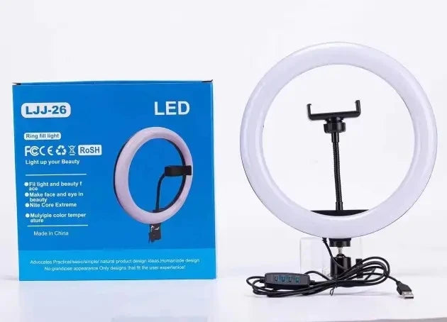 LED Ring Light 10 Inch 26CM Live Broadcast & Video Lamp with 2.1m Tripod Three-Color