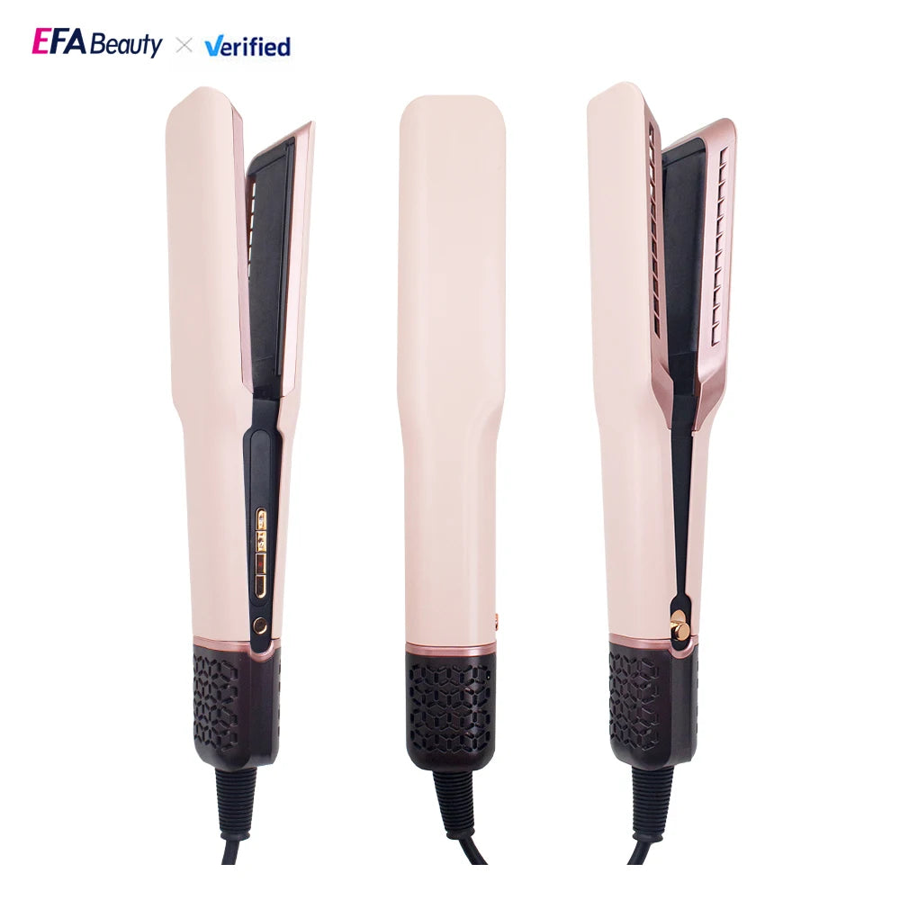 Professional Steam Hair Straightener with Ceramic Brush