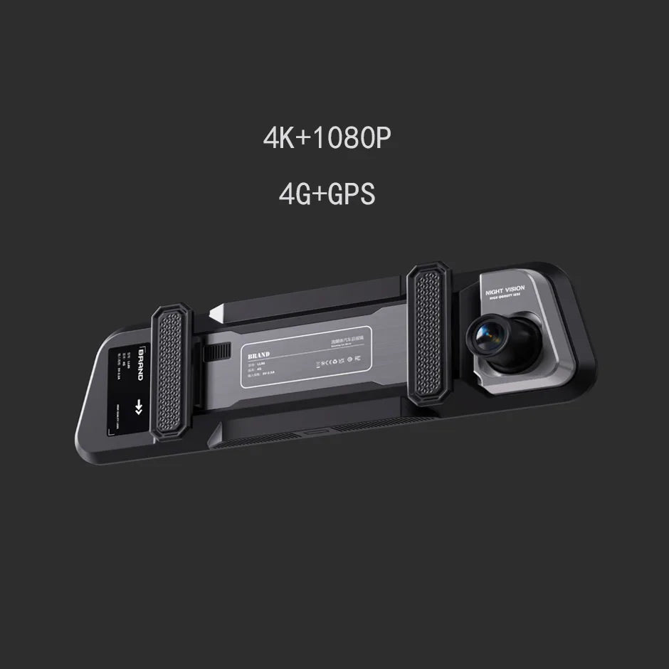 4G GPS 9.66 Inch Black Dash Cam Car DVR Mirror Front/Rear 4K+1080P HD Touch Screen Video