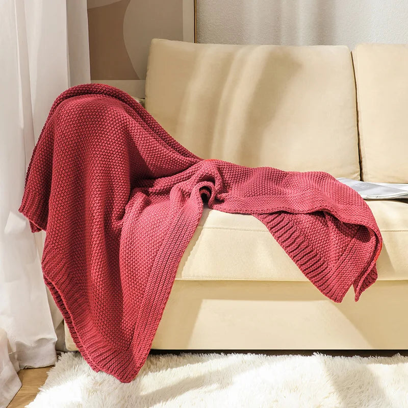 Chunky Cable Knit Throw Blanket for Modern Farmhouse Decor, Soft Feel Bed Runner,