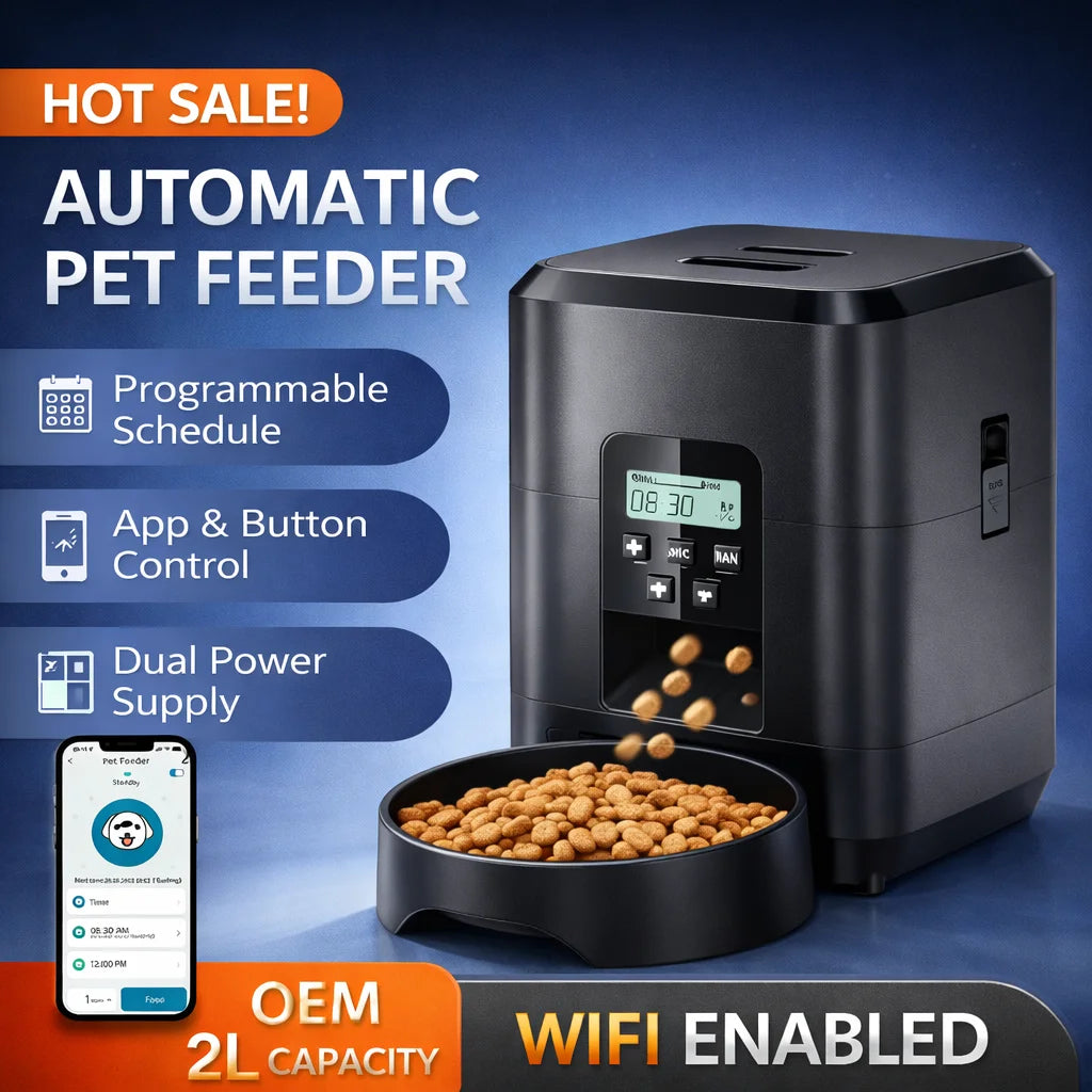 2L Automatic Dog Feeder for Dry Food, Timed Portions, WiFi and Camera Models