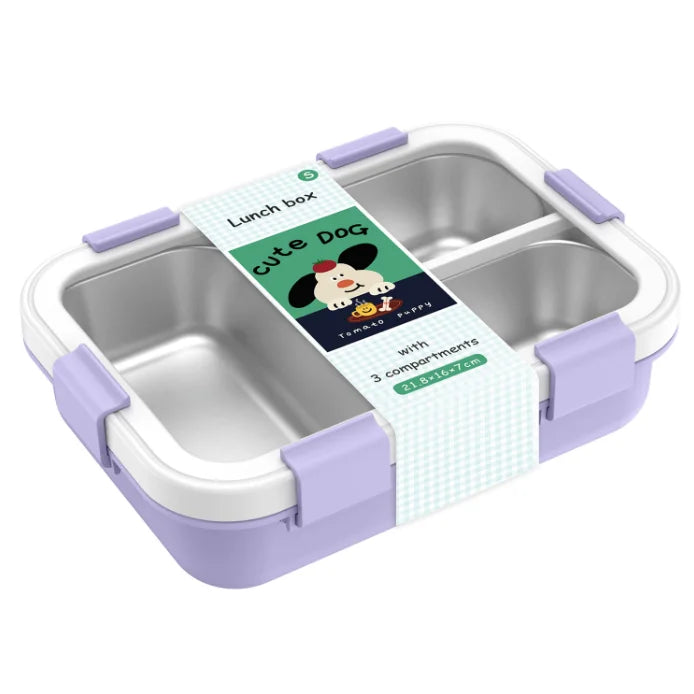 Microwave Safe Bento Box School Kid Portable Lunch Box Stainless Steel 3 Compartment Food