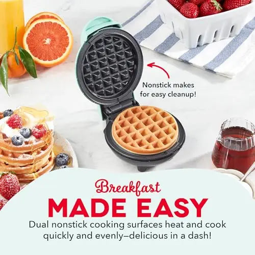 Mini Waffle Maker - Portable Electric Round Waffle Iron for Kids, Nonstick Individual