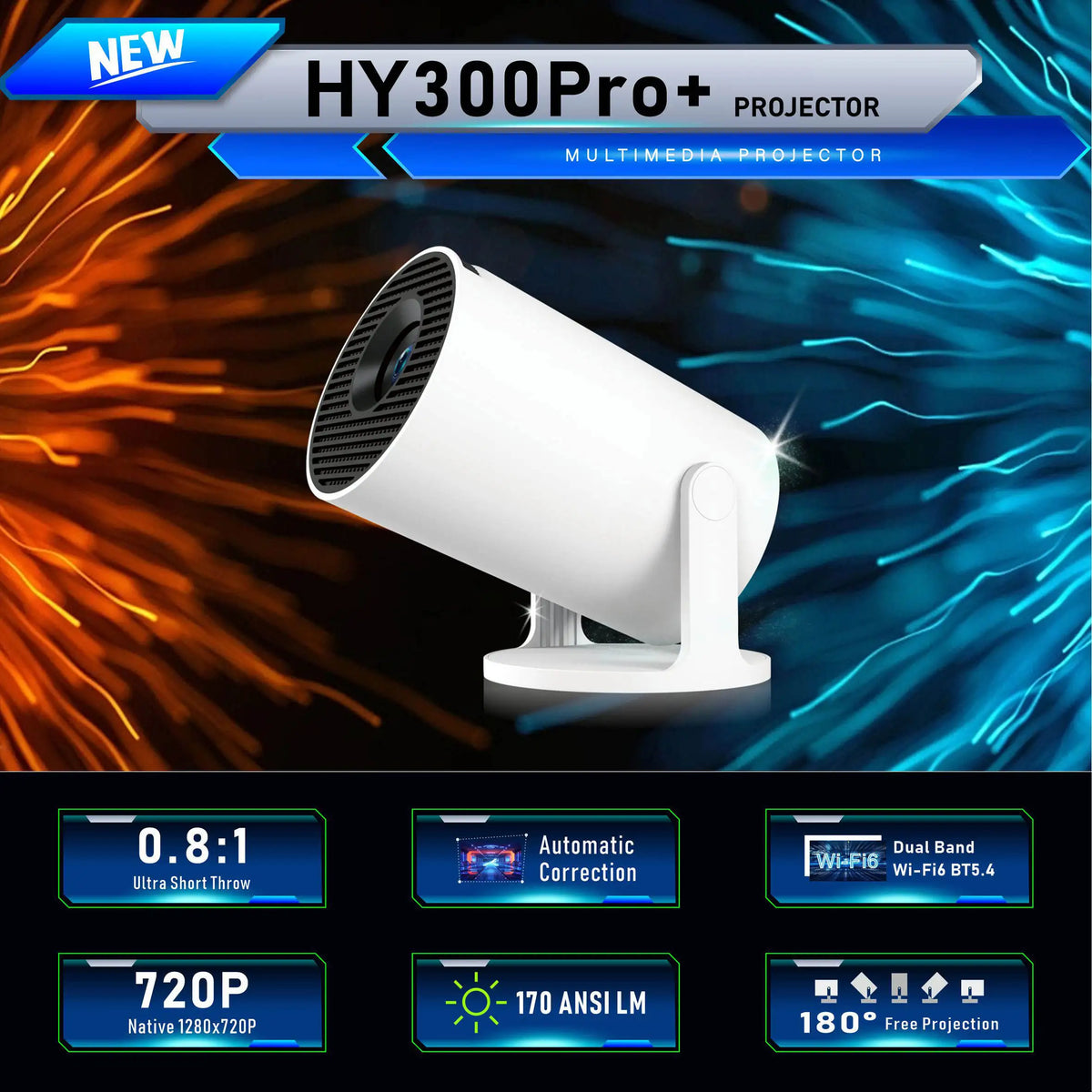 Led Video Hy300Mini Smart Projector Portable Mini Projector Mobile Phone Wireless