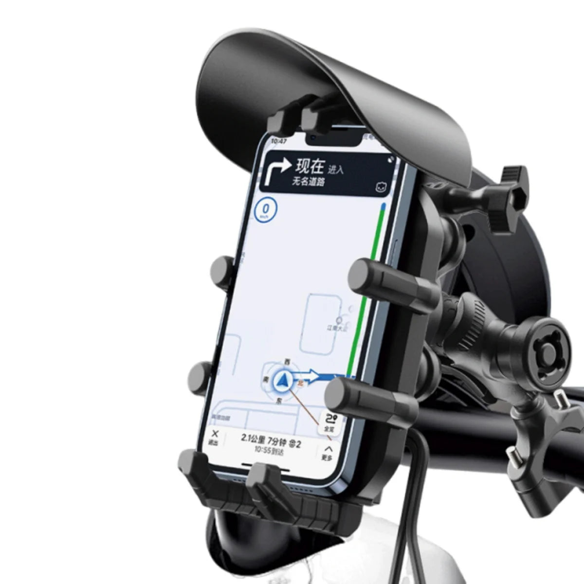 Earldom Sunproof Motorcycle Phone Holder With Anti-Vibration Damper Handlebar Cellphone