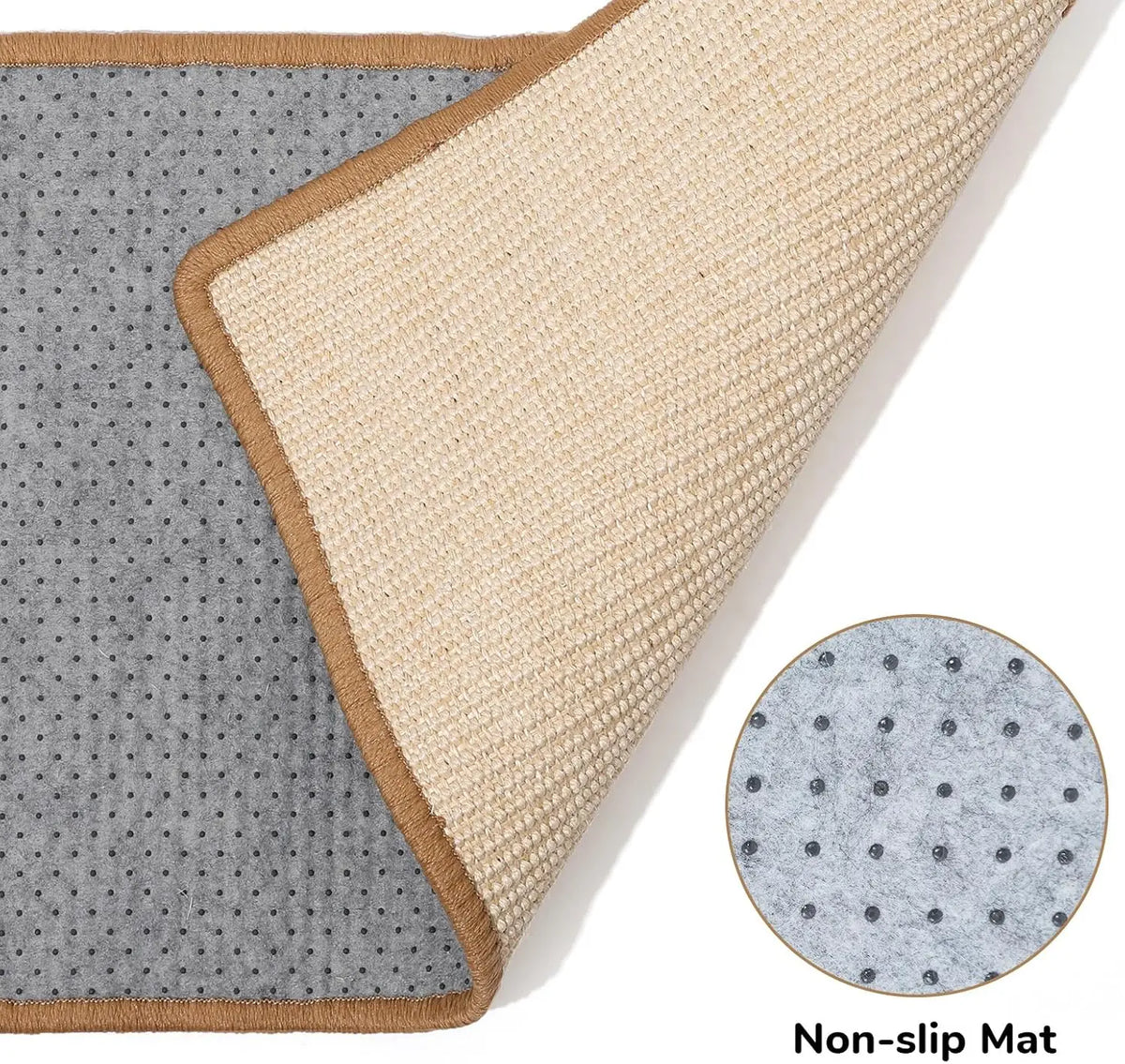 Natural Sisal Cat Scratcher Mat Horizontal Floor Scratching Pad Rug With Sticky Tapes