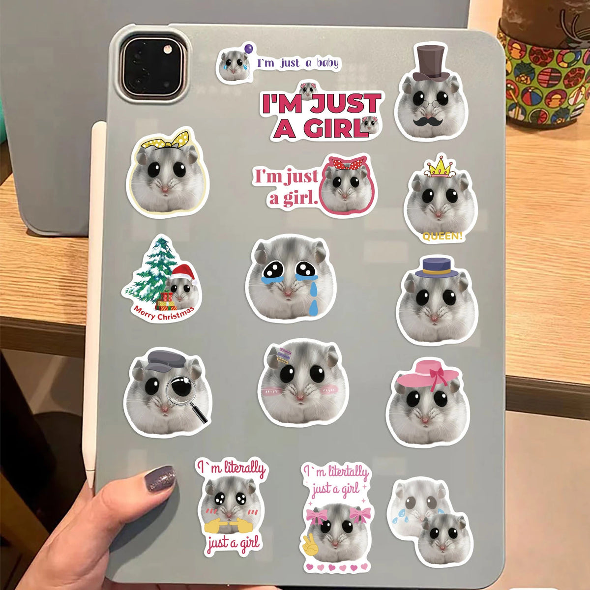 50Pcs Funny Cute Hamster Meme Theme DIY Graffiti Stickers PVC Waterproof Self Adhesive (Pack of 2)