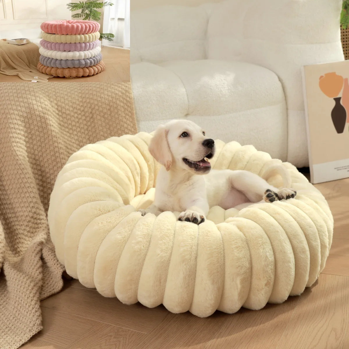 Soft Flannel Dog Donuts Calming Bed New Fashion Warm Winter Bed