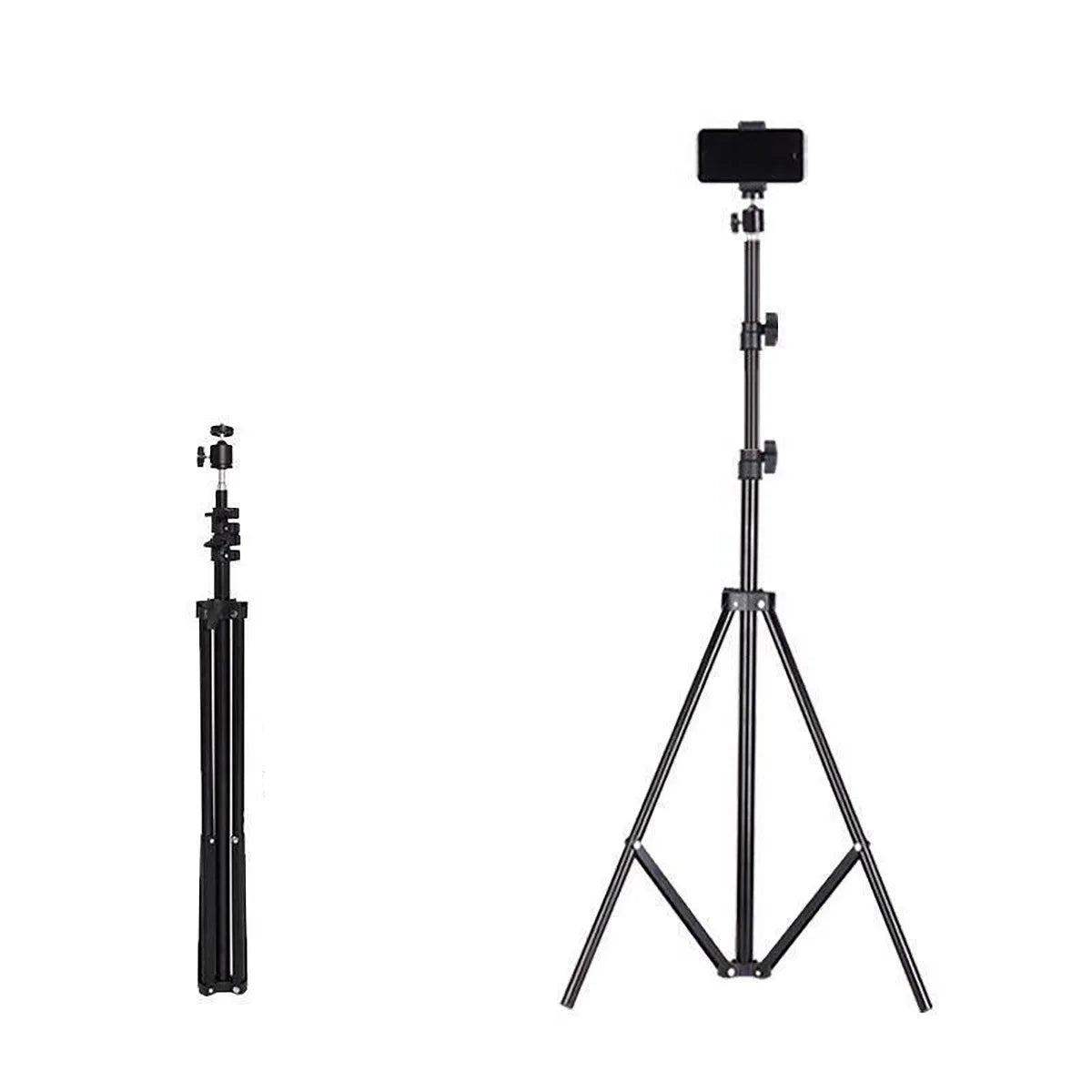 Portable Foldable Ring Light Stand with Phone Holder, Dimmable Live Stream Tripod