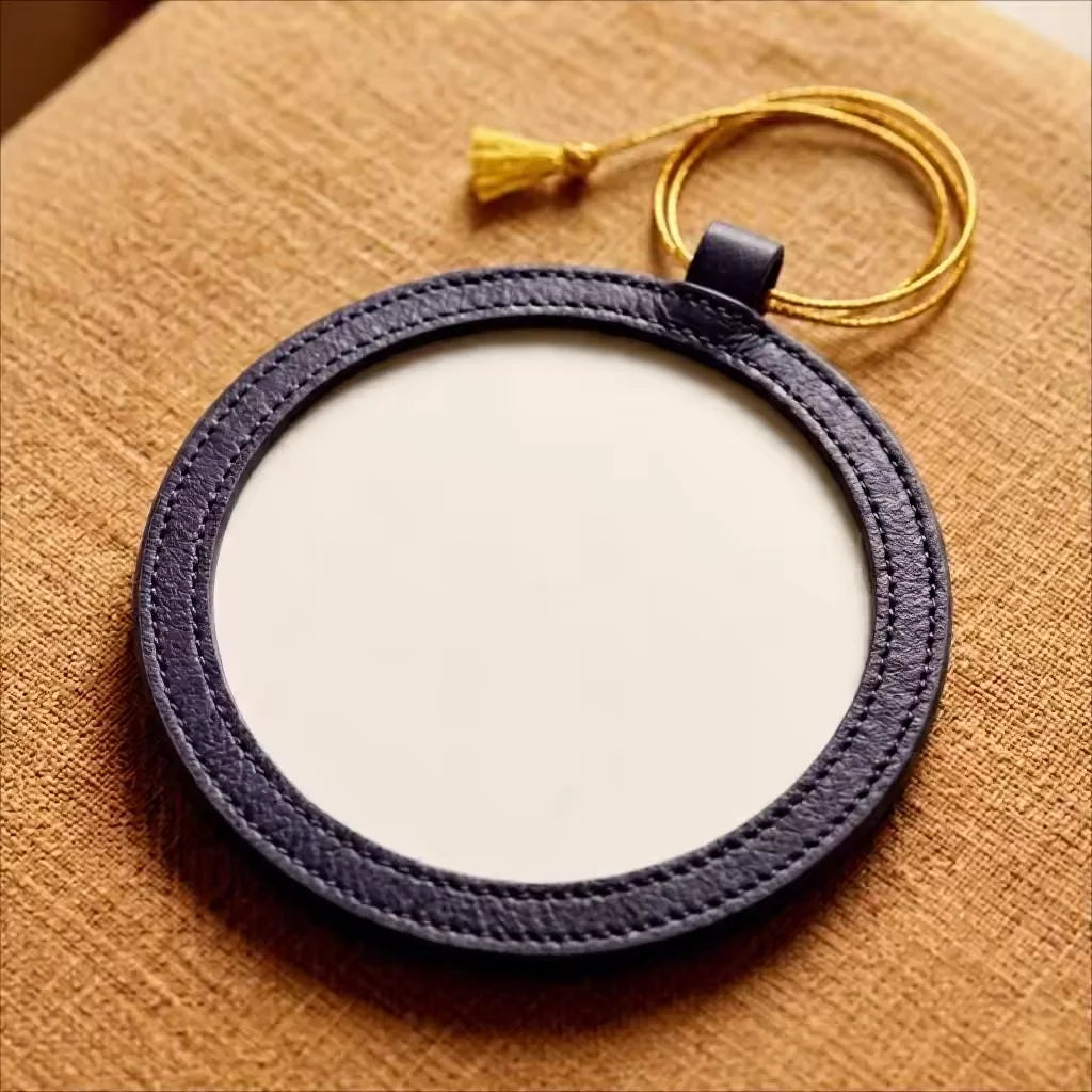 PU Needlepoint Self Finishing Round Leather Ornament Christmas Ornaments Needlepoint Self (Pack of 2)