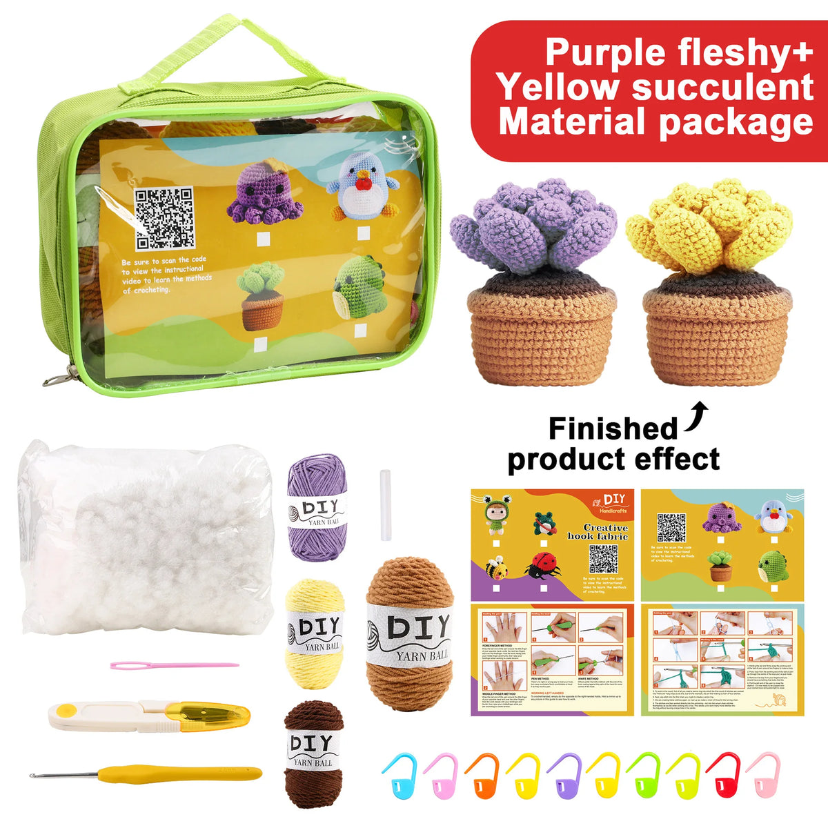 Animal Crochet Kit for Beginners DIY Amigurumi Starter Kit with Yarn Hook