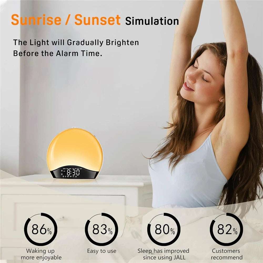 Smart Wake Up Light Sunrise Alarm Clock for Kids Adults Bedroom With Sunrise Simulation